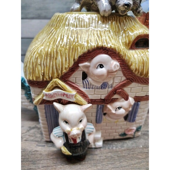 Fitz & Floyd Teapot Collectible Fables & Fairytales THREE LITTLE PIGS  #792/1500 - Picture 2 of 14